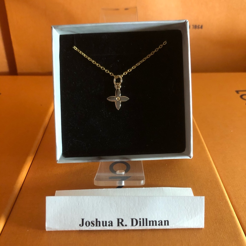 Louis Vuitton flower motif brass necklace